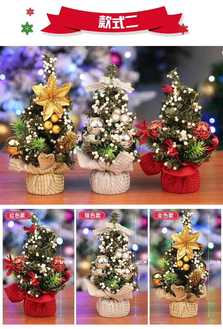 20cm Mini Christmas Tree White Gold Small Xmas Tree Desk size