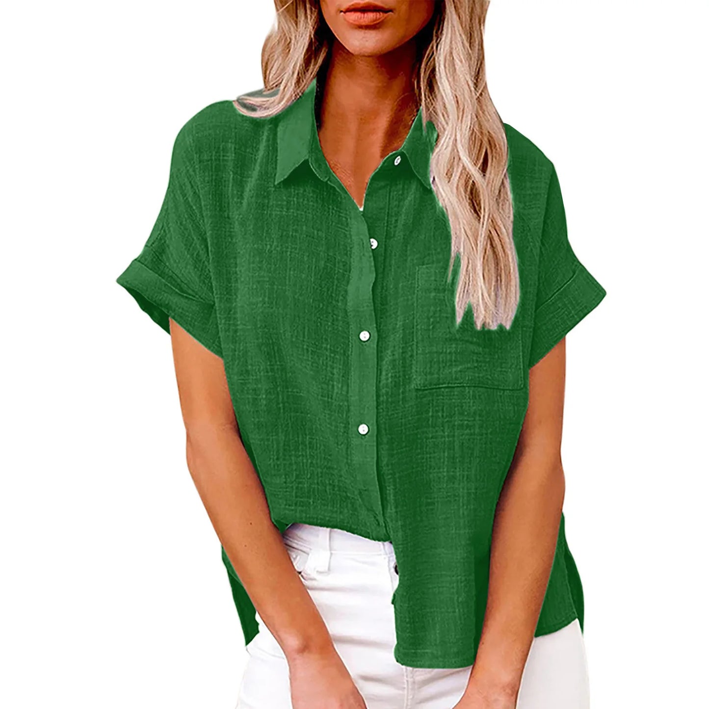 2024 Summer Women's Cotton Blouse  Linen Shirt Short Sleeve Casual Loose Shirt S-5XL Camisa Blancas Para Mujeres Blusas Feminina