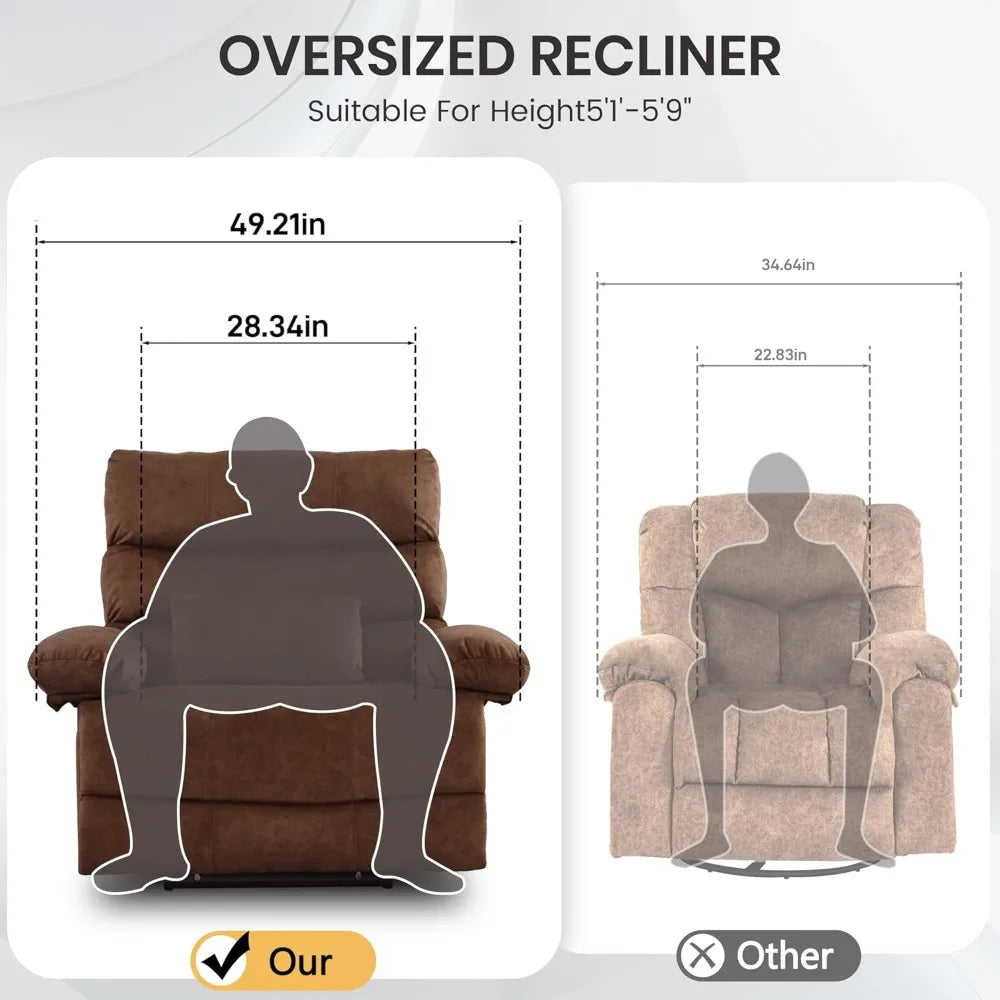 Oversized Recliner Chair – Extra Wide 28.3" Seat, 350 lbs Capacity Recliner for Large Adults, Big and Tall PU Leather Living Roo