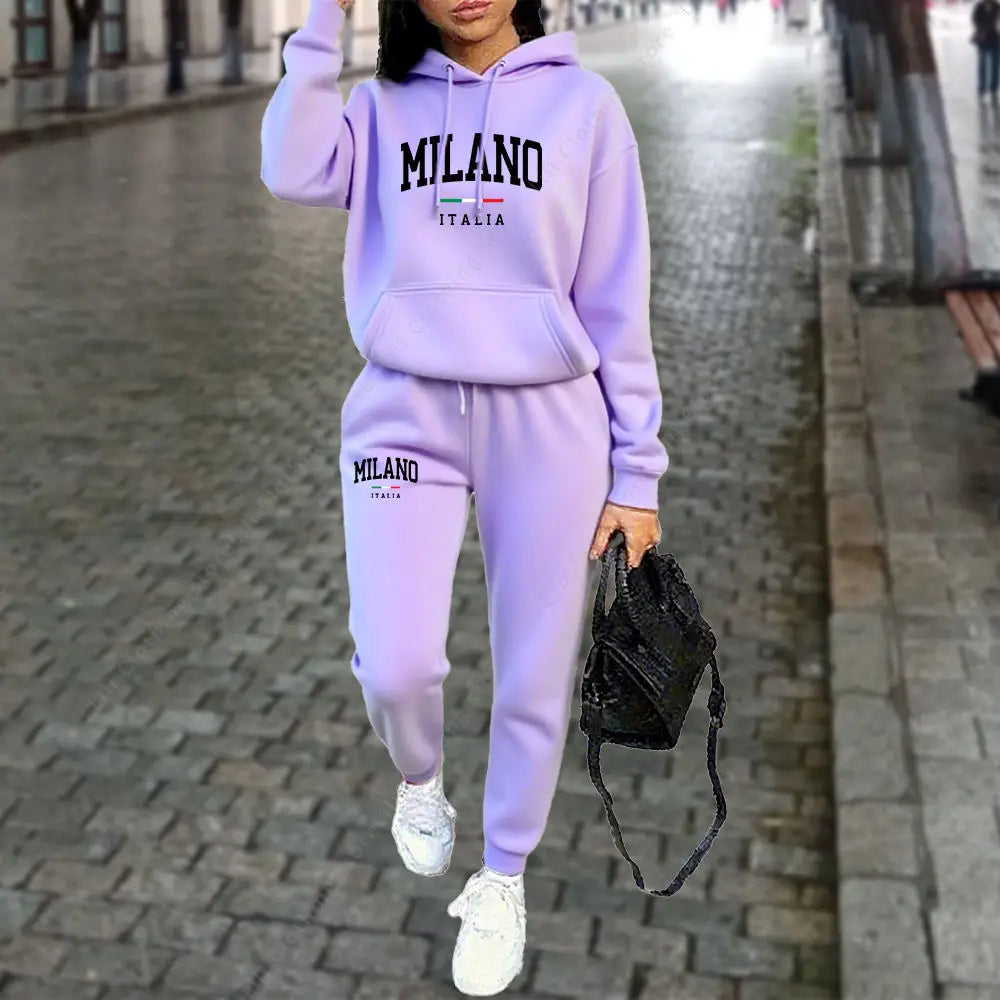 Autumn Winter Women's Sets 2pcs Hoodies Pants Suit Sports Outfits