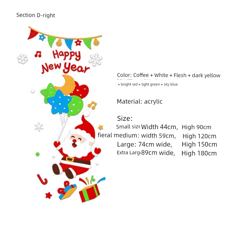 Christmas Decoration Scene Layout Shopping Window Glass Sticker Painting Santa Claus Christmas Tree Wall Decorations