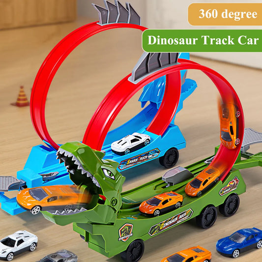 Dinosaur Track Car Sliding Railway Toy Shark  DIY Assembled Rail Kids Play Vehicles Educational Toys For Boys Gift