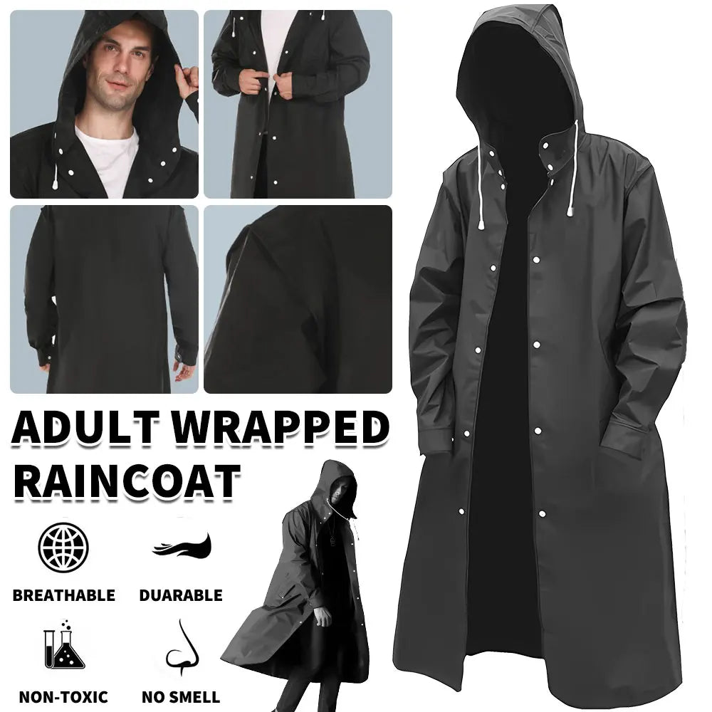 Raincoats for Adults Reusable, EVA Rain Ponchos Lightweight Rain Coat Waterproof Rain Gear for Men and Women