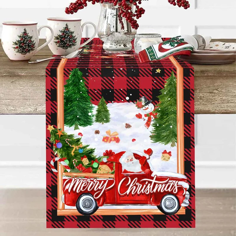 Christmas Table Runner Merry Christmas Decoration for Home Xmas Party