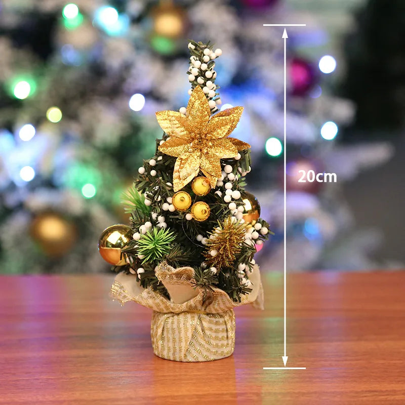 20cm Mini Christmas Tree White Gold Small Xmas Tree Desk size