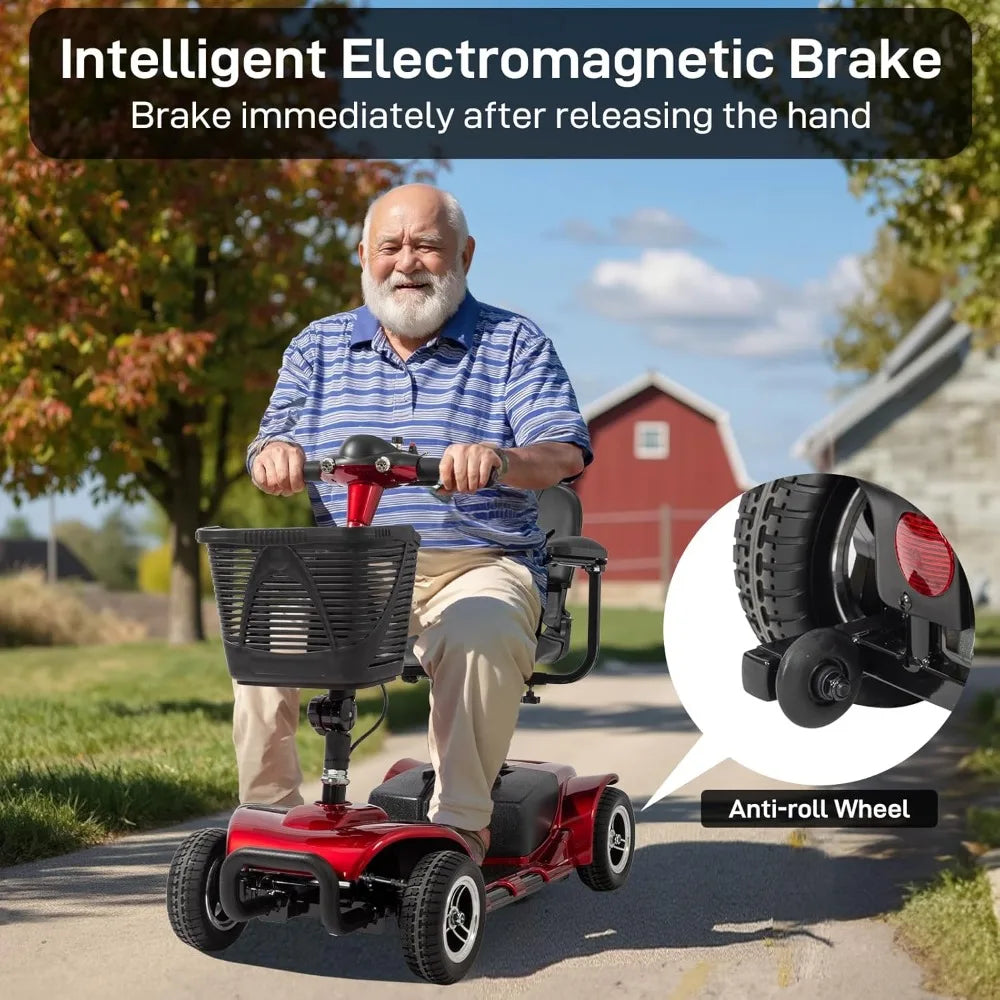 4 Wheel Mobility Scooter, Foldable Electric Scooter for Adults and Senior, Compact Heavy Duty Mobile Powered Wheelchair
