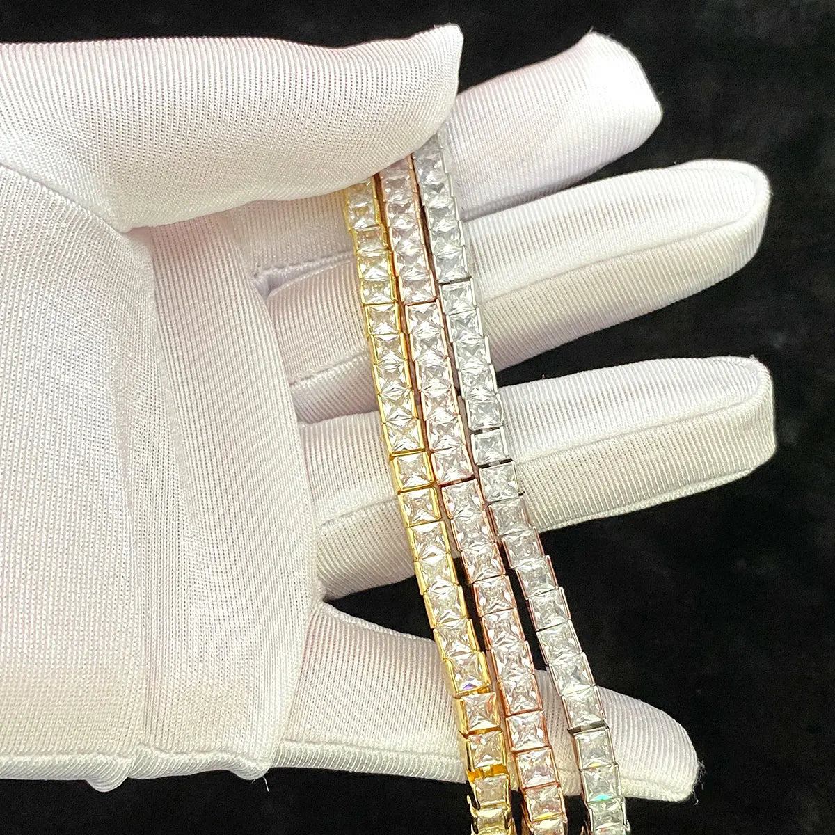 5mm Iced Out Baguette Tennis Bracelet Men