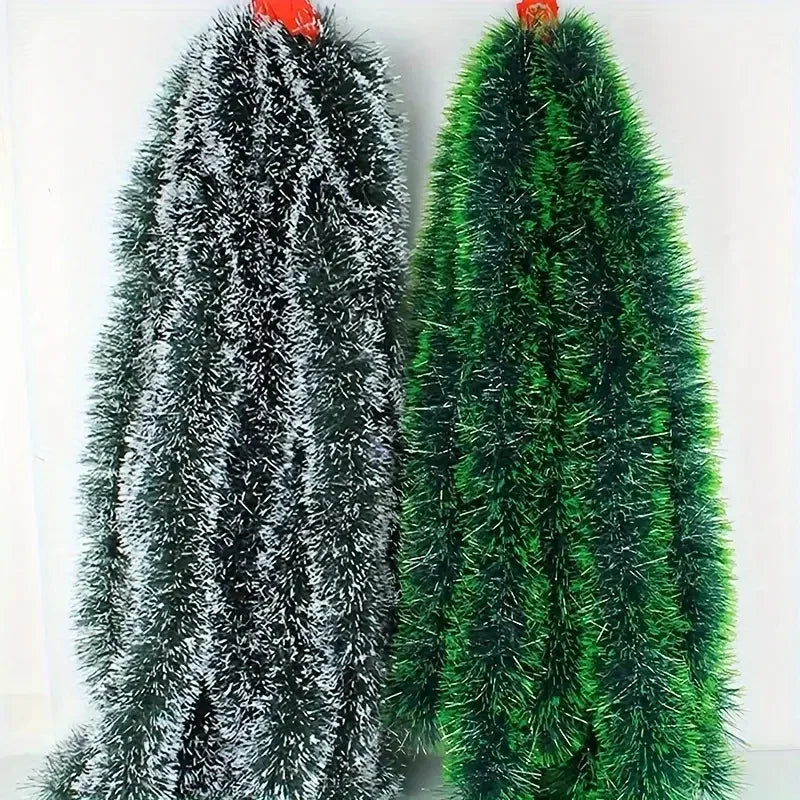Christmas Ribbon Garland Xmas Tree Foil Pull Flower Ribbons Ornaments Green Cane Tinsel Wedding Party Decoration Supplies
