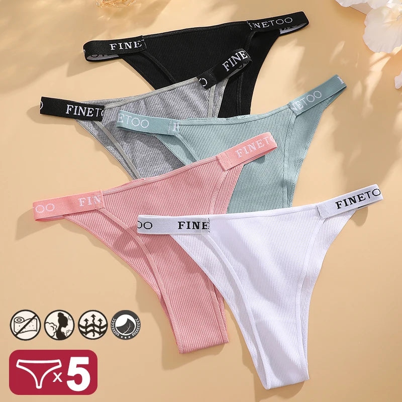 5PCS/Set Sexy Lingerie Women Cotton Panties Finetoo Letter