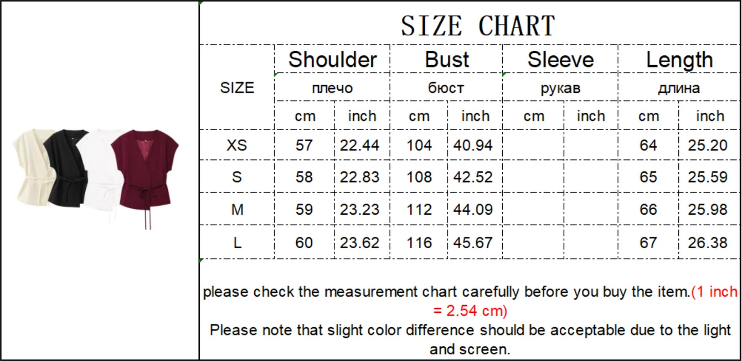 TFMLN Fashion Women's Trouser Suits Sleeveless V-Neck Top With Belt Straight Pants Sets.