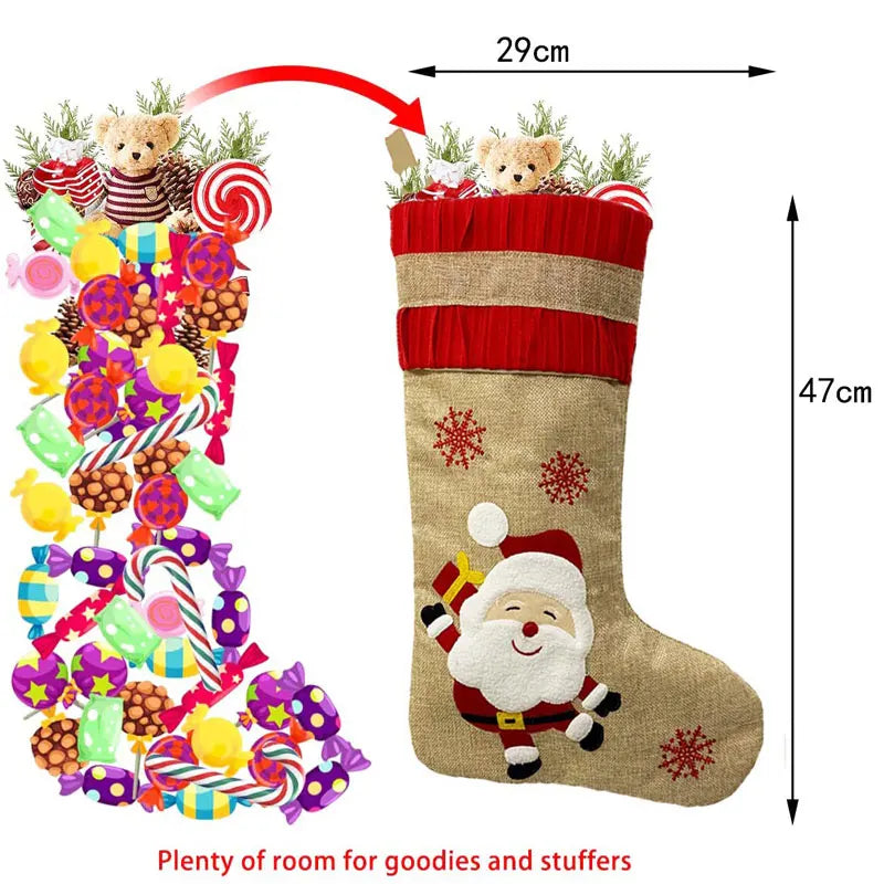 Christmas Stocking Gift Candy Bag Large 2025 New Year Oversize Sock