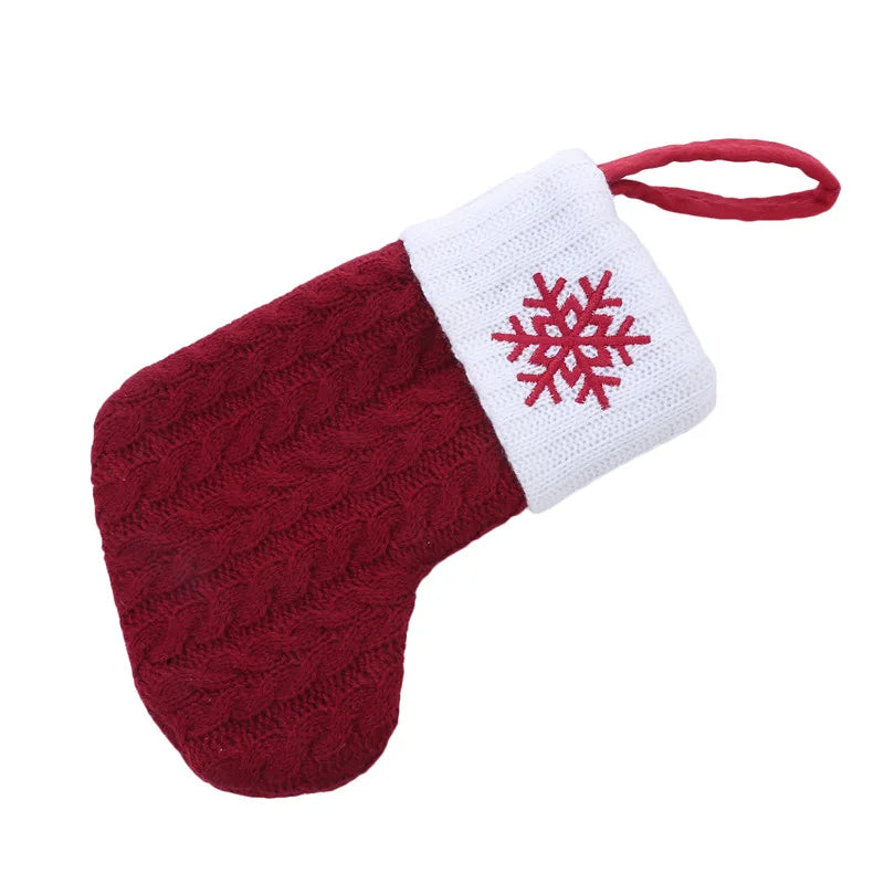 Christmas Socks Knitting Snowflake Letter Stocking Christmas Decoration For Home 2024 Xmas Tree Ornament Gift Navidad Natal 2025