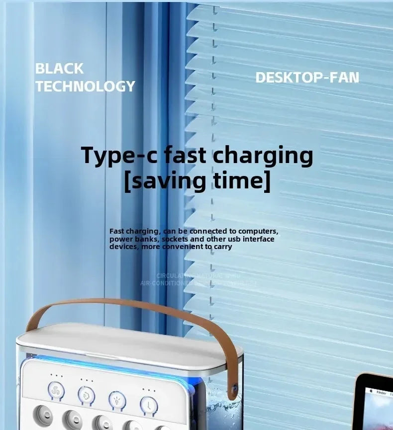 Air Conditioner Portable 3 in 1 Fan Mini Cooler Home House LED Humidifier For Bedroom Small Living Room Water Summer Fans Desk