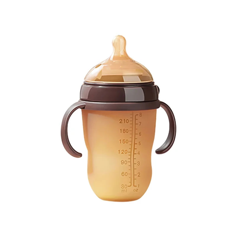 New 0-36 months baby nano-silicone bottle 240ml 150ml with handle Breastmilk-like design Soft milk pulling