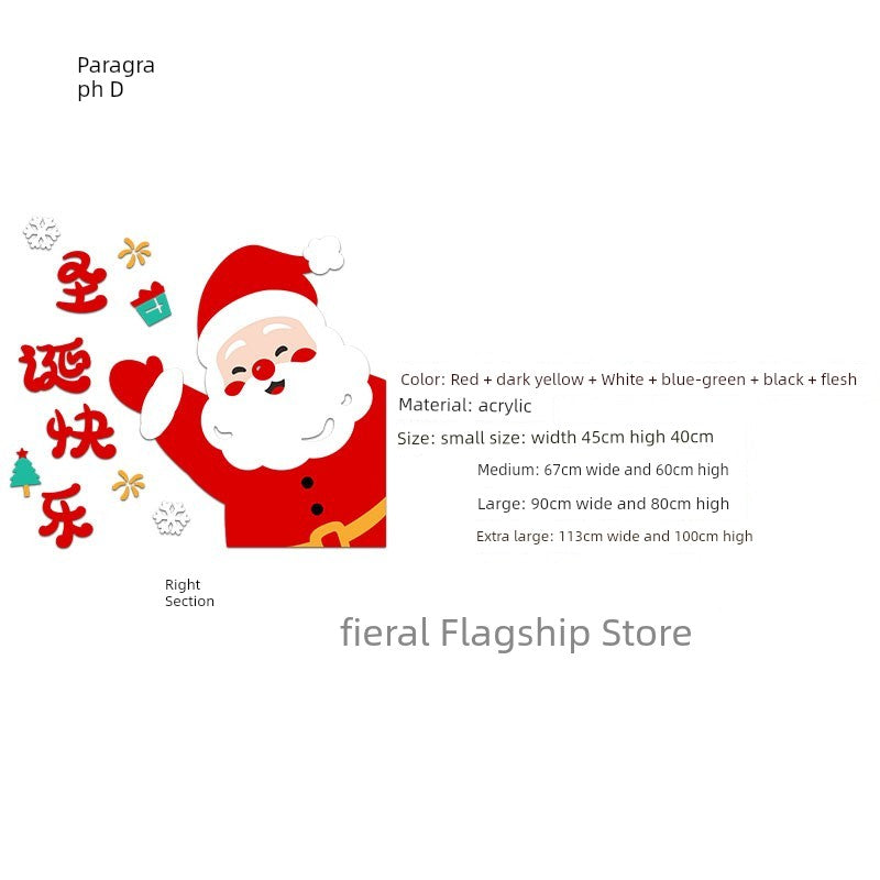 Christmas Decoration Scene Layout Shopping Window Glass Sticker Painting Santa Claus Christmas Tree Wall Decorations