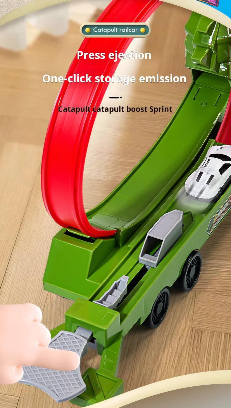 Dinosaur Track Car Sliding Railway Toy Shark  DIY Assembled Rail Kids Play Vehicles Educational Toys For Boys Gift