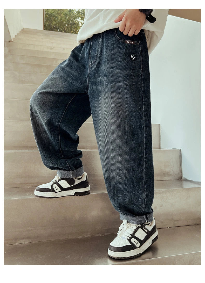 Spring Autumn Boys Jeans Children Denim Trousers New Kids Casual Pants for 5 6 7 8 9 10 11 12 13 14 Years Teenagers Kids Clothes