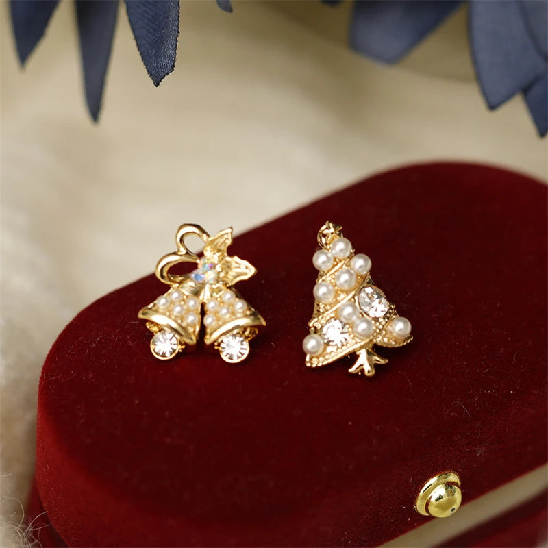 Fashion Christmas Green Bowknot Bell Pendant Earrings