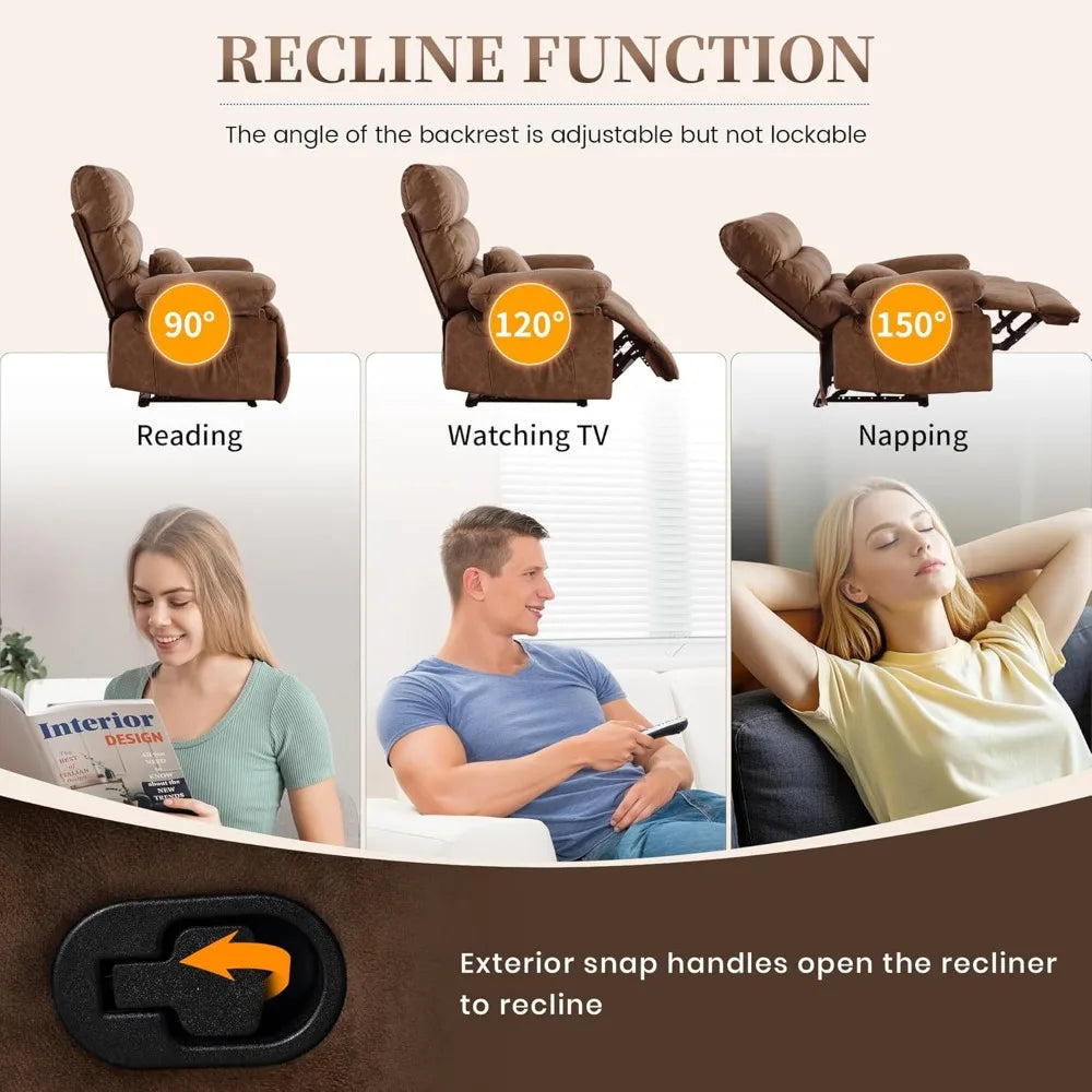 Oversized Recliner Chair – Extra Wide 28.3" Seat, 350 lbs Capacity Recliner for Large Adults, Big and Tall PU Leather Living Roo