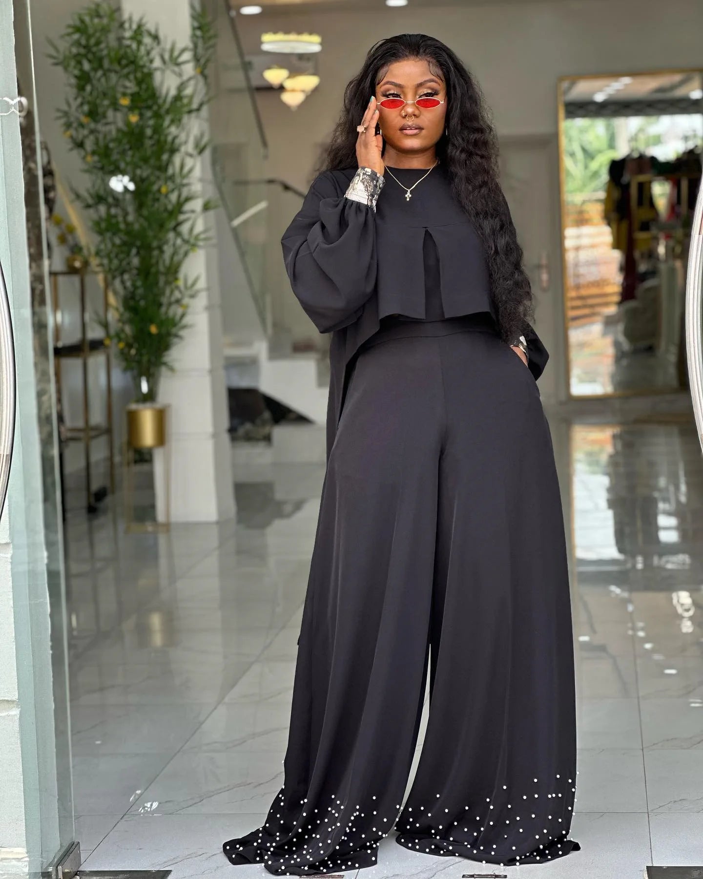 2 Piece Women Matching Sets Solid Color Two Pieces Sets Top And Pants Suits Outfits Clothing