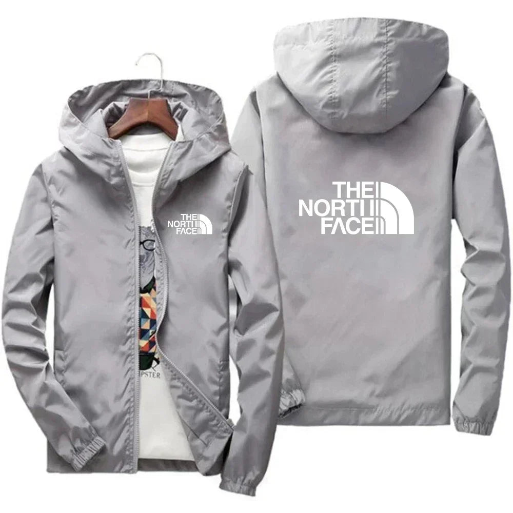 2025 New European and American men's fashion jacket, windproof and waterproof zipper hooded overcoat, spring and winter outdoor