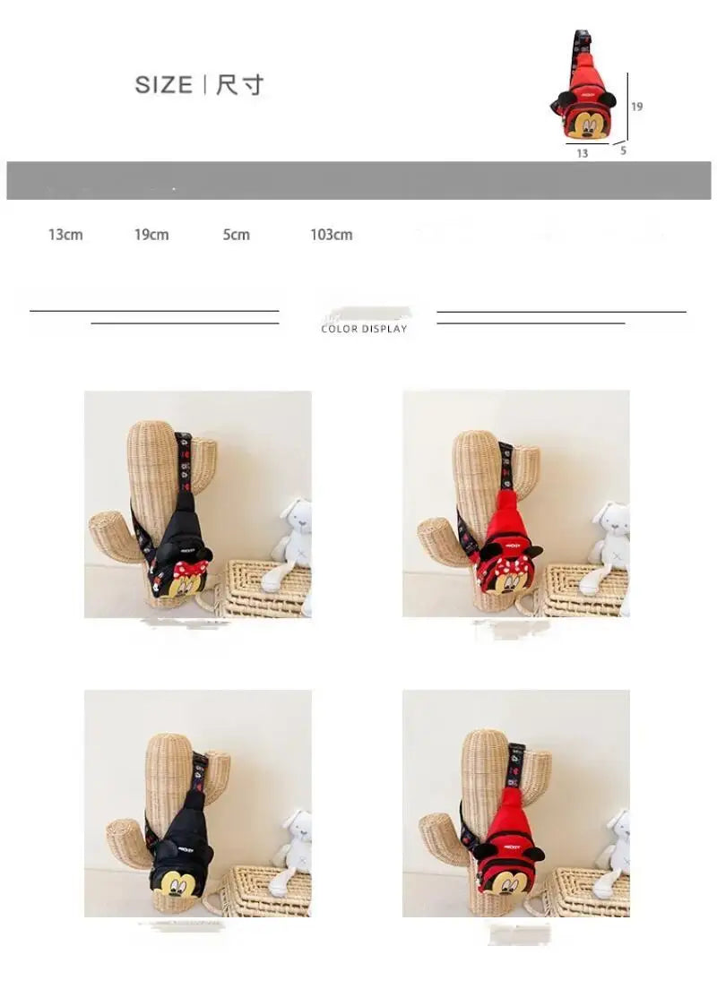 Disney 2024 New Fashion Mickey Cartoon Single Shoulder Crossbody Bag for Boys and Girls Cute Girls Coin Crossbody Bag