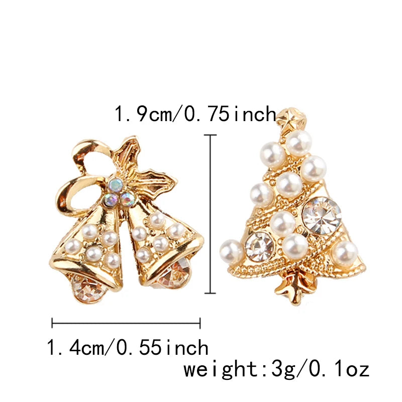 Fashion Christmas Green Bowknot Bell Pendant Earrings