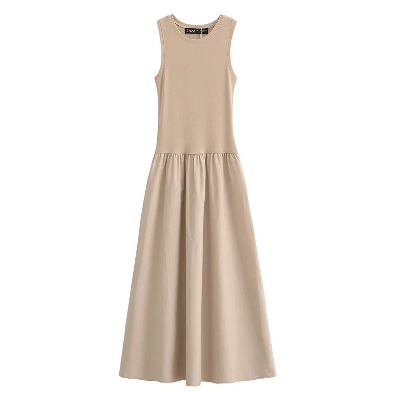 HXAO Women's Black Long Dresses Sleeveless Elegant Dresses Fashion Casual Vintage Party Khaki Dresses