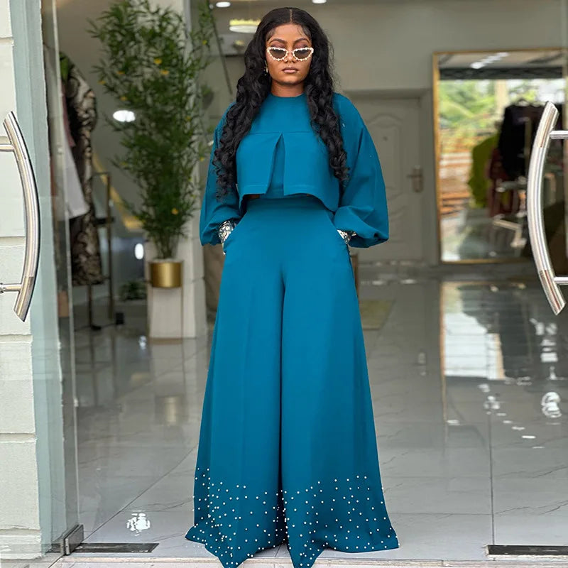 2 Piece Women Matching Sets Solid Color Two Pieces Sets Top And Pants Suits Outfits Clothing