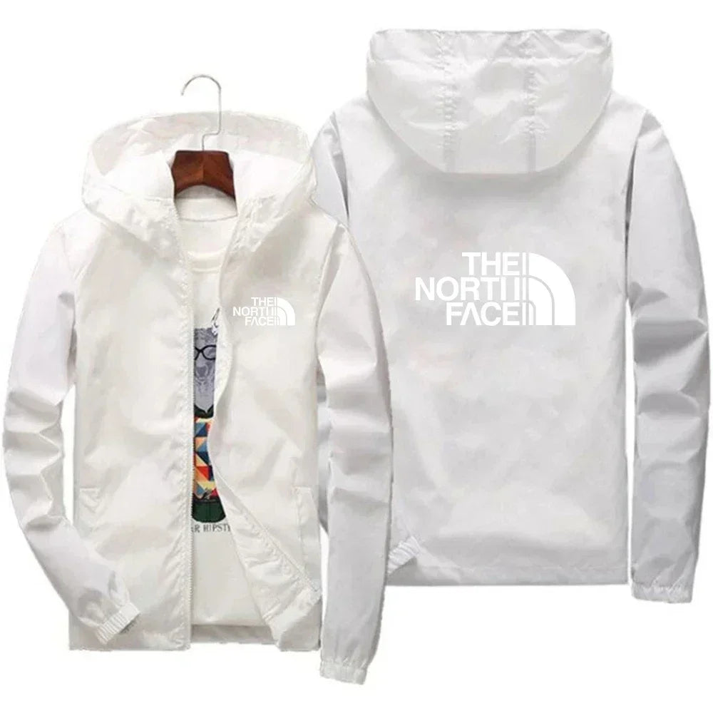 2025 New European and American men's fashion jacket, windproof and waterproof zipper hooded overcoat, spring and winter outdoor