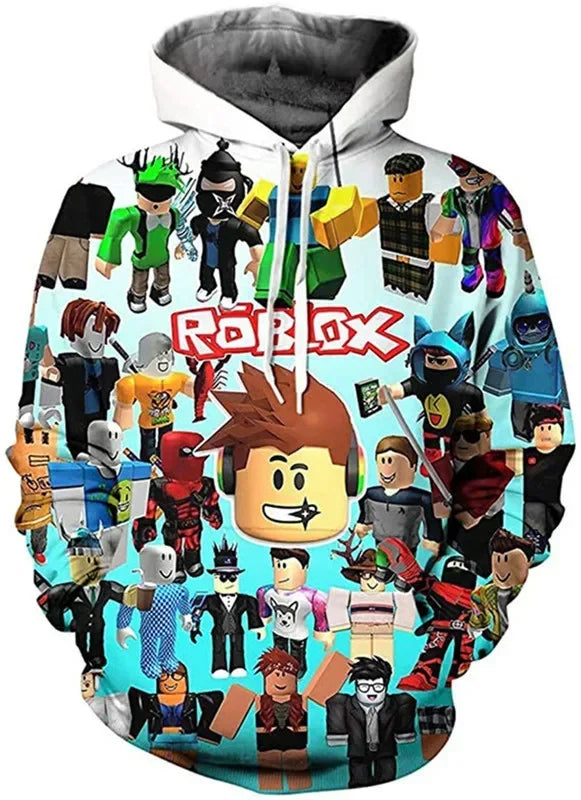 ROBLOX Digital Printing Hooded Sweater Hooded Pullover Couple Fashion Sweater Trendy Gift for Girls Kids Boys