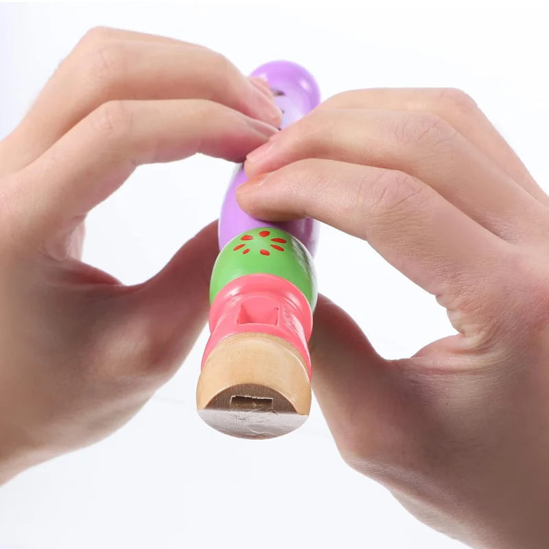 Colorful Piccolo Wooden Flute Musical Instrument For Kids Early Childhood Development Toys Preschool Montessori Educational Gift