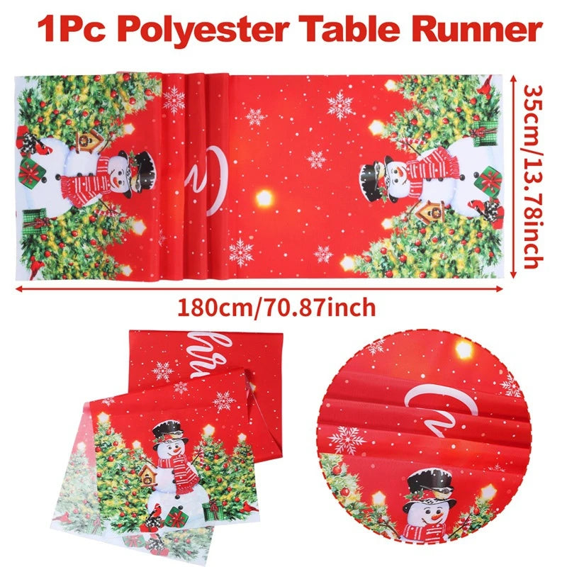 Christmas Table Runner Christmas Decorations Cute Cartoon Santa Claus Gingerbread Man Table Cover Xmas Table Accessories navidad