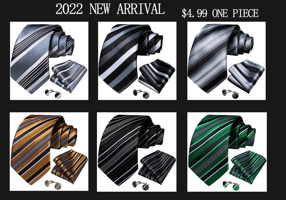 Gold Black Striped Silk Neck Ties