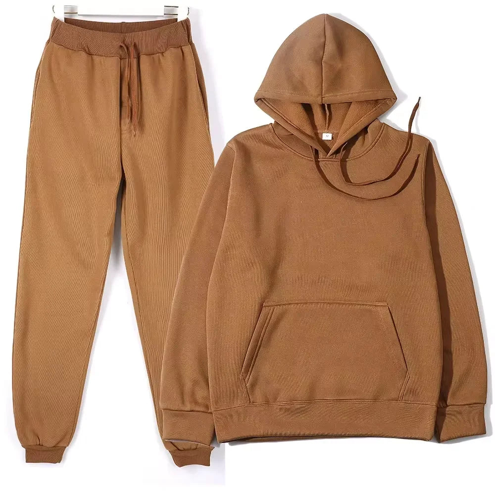 2024 Autumn/Winter New Velvet Warm Hoodie Sports Pants Two Piece Set for Men and Women