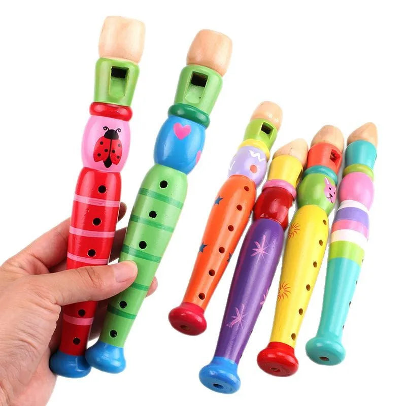 Colorful Piccolo Wooden Flute Musical Instrument For Kids Early Childhood Development Toys Preschool Montessori Educational Gift