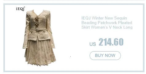 [Women's Beaded Design 2 Pcs Set Stand Collar High Waist Long Sleeve Sets Female Autumn