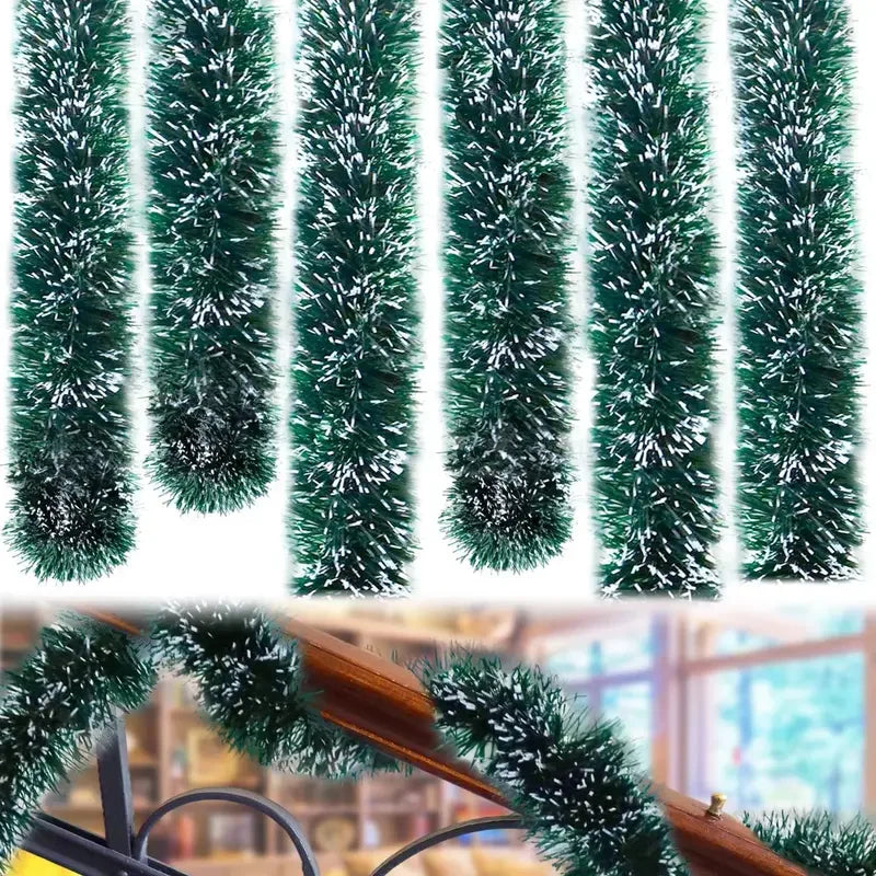Christmas Ribbon Garland Xmas Tree Foil Pull Flower Ribbons Ornaments Green Cane Tinsel Wedding Party Decoration Supplies
