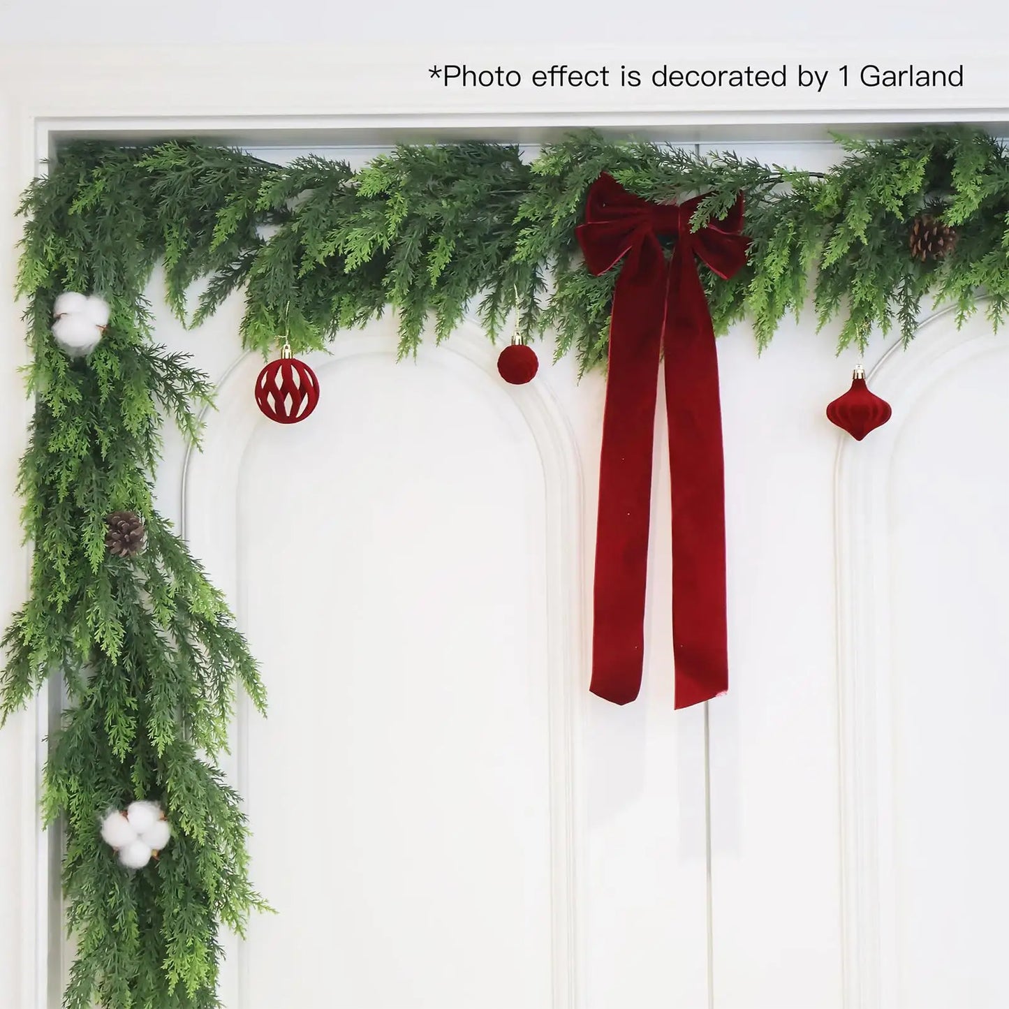 Christmas Cedar Garland Real Touch Winter Pine Garland for Mantle Holiday Atmosphere Props Party Supplies for Front Door Living