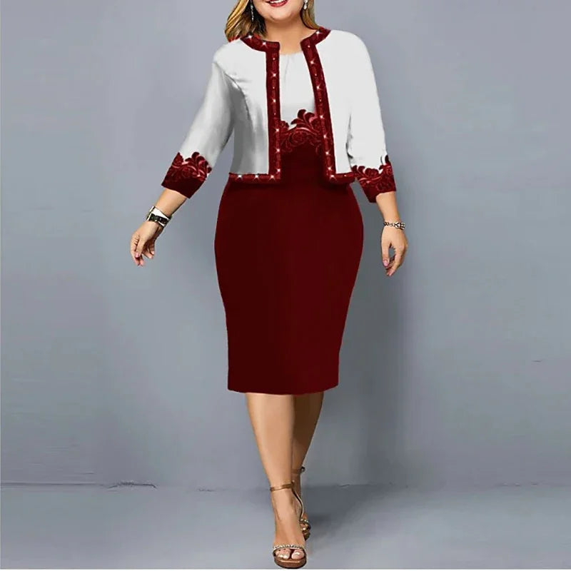 New Solid Women Dress Suits Fashion Floral Printed Cardigan Tops and Tank Dress Casual Elegant Two Piece Sets