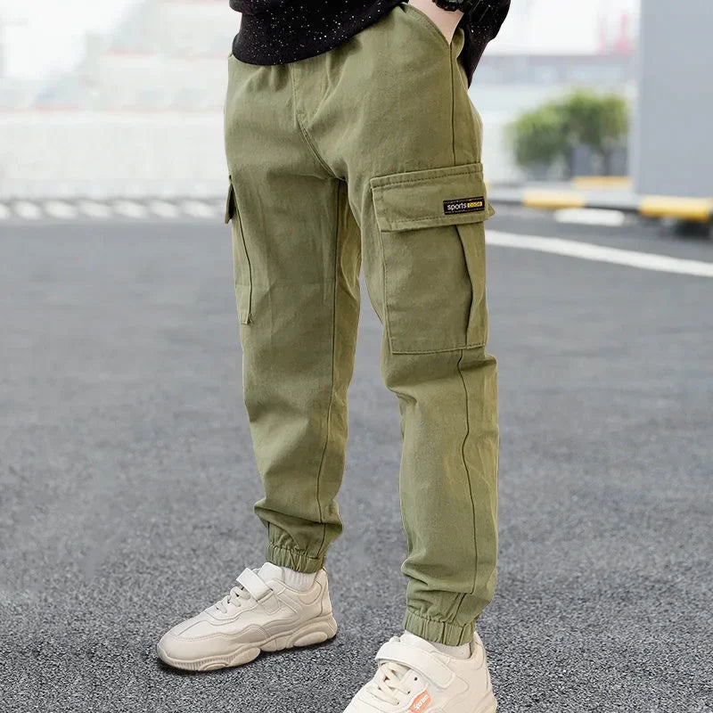 4-12 Years New Spring Autumn Boys Pants Letter Casual Long Style Trousers For Kids 3 Color