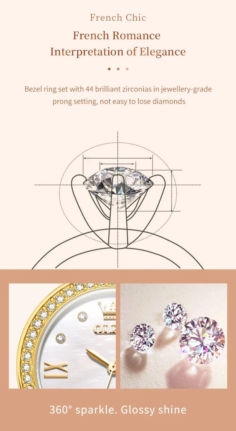OLEVS 9903 Women Watchs Original Fashion Elegant Quartz Wristwatch Waterproof Luminous Bracelet Watch Band Diamond Bezel Reloj