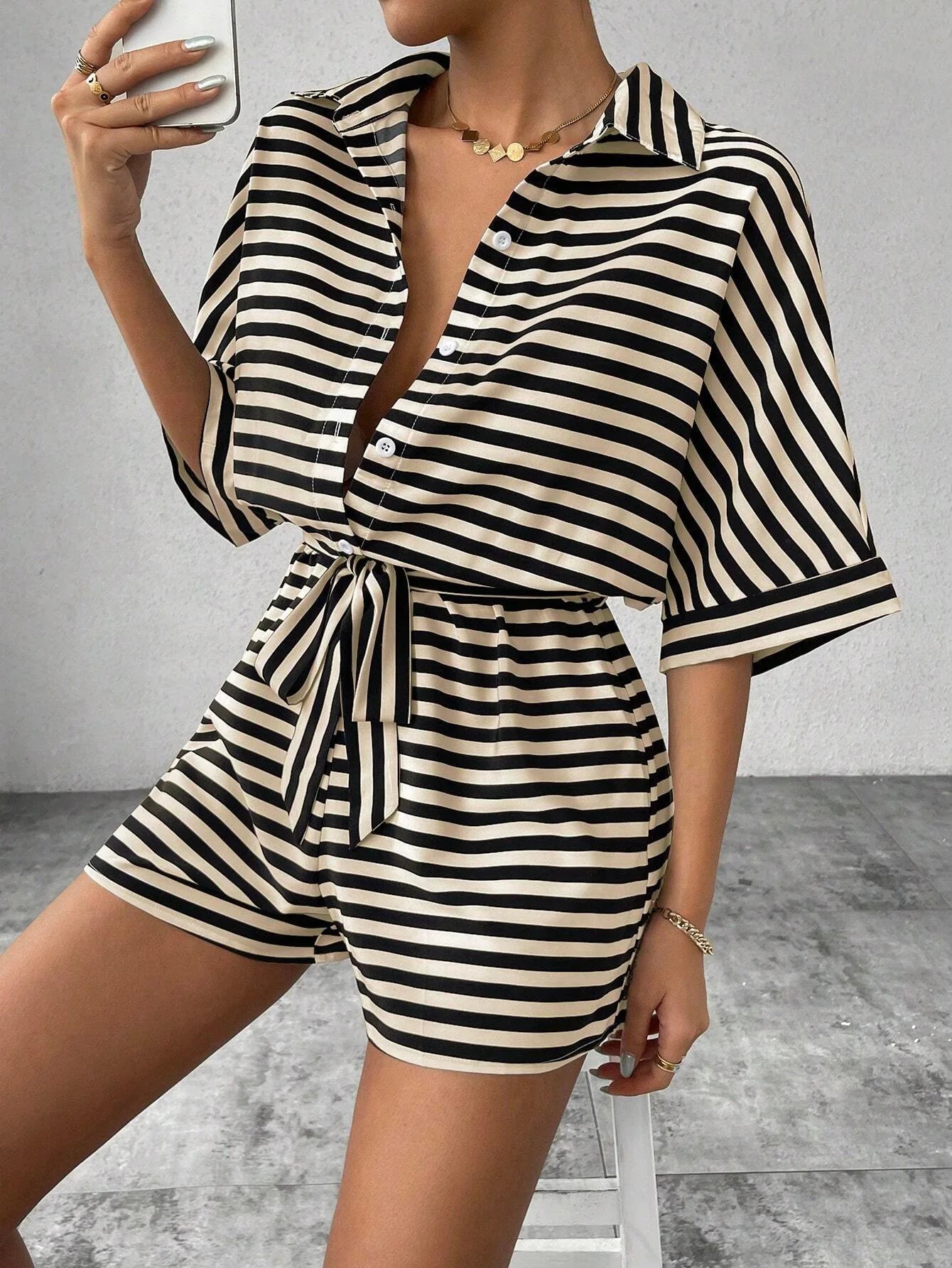 Shirt Top+ Shorts 2-piece Sets Woman