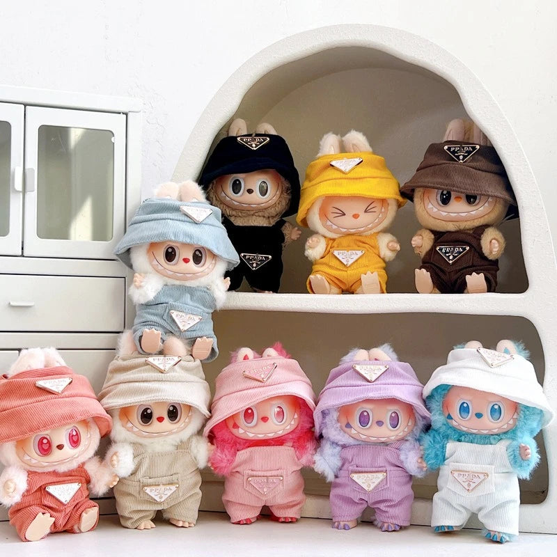 Labubu Clothes Corduroy Mini Doll Clothing Set Cute Hats Clothes Vinyl Doll Accessories Training Sitting Party Games Toys