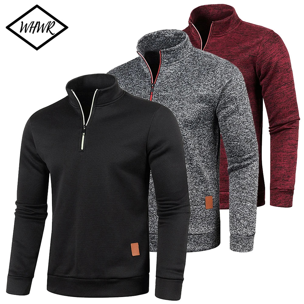 Men Sweatshirts Spring Thicker Pullover Half Zipper Pullover