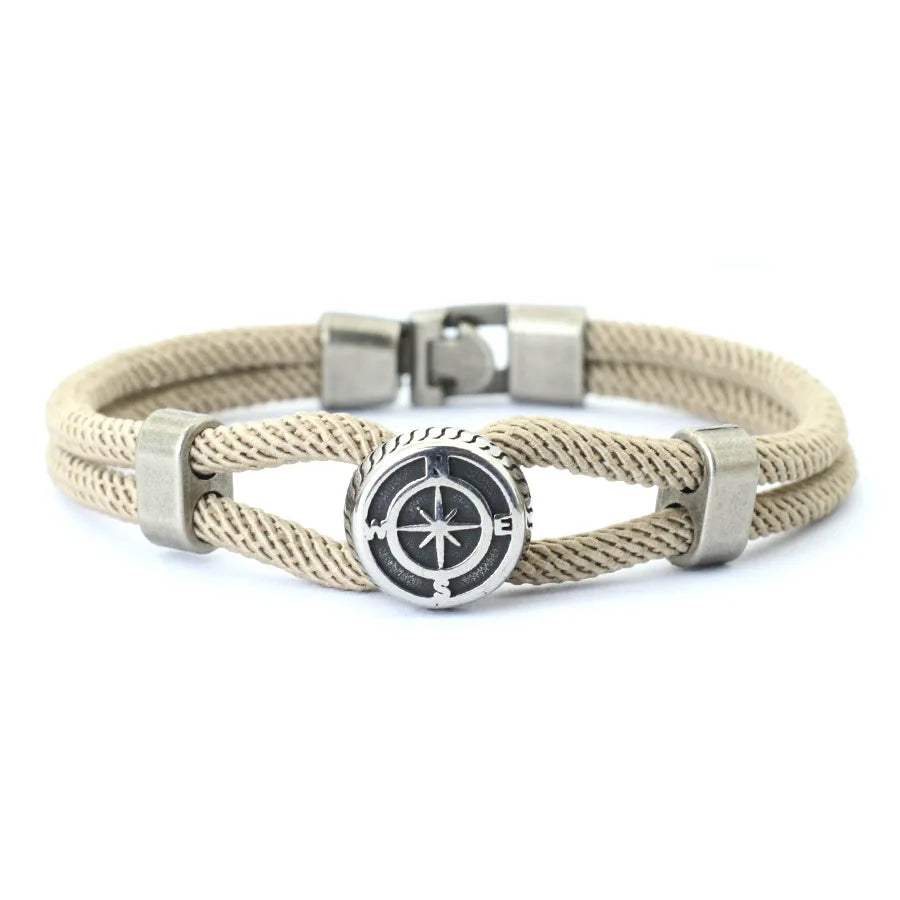 New Compass Bracelet Man Viking Nautical Rope Braslet Bangle