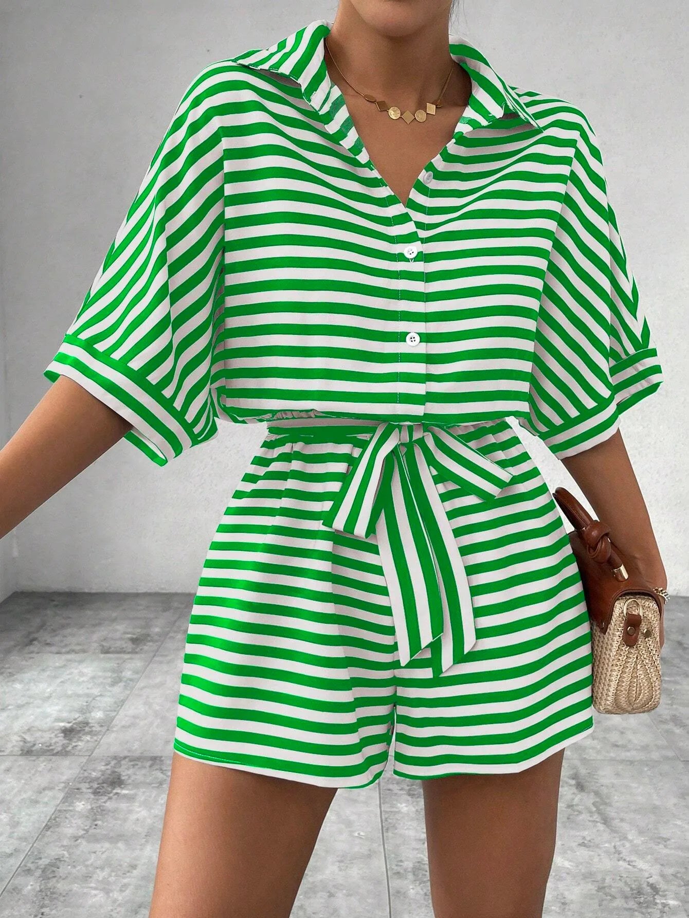 Shirt Top+ Shorts 2-piece Sets Woman