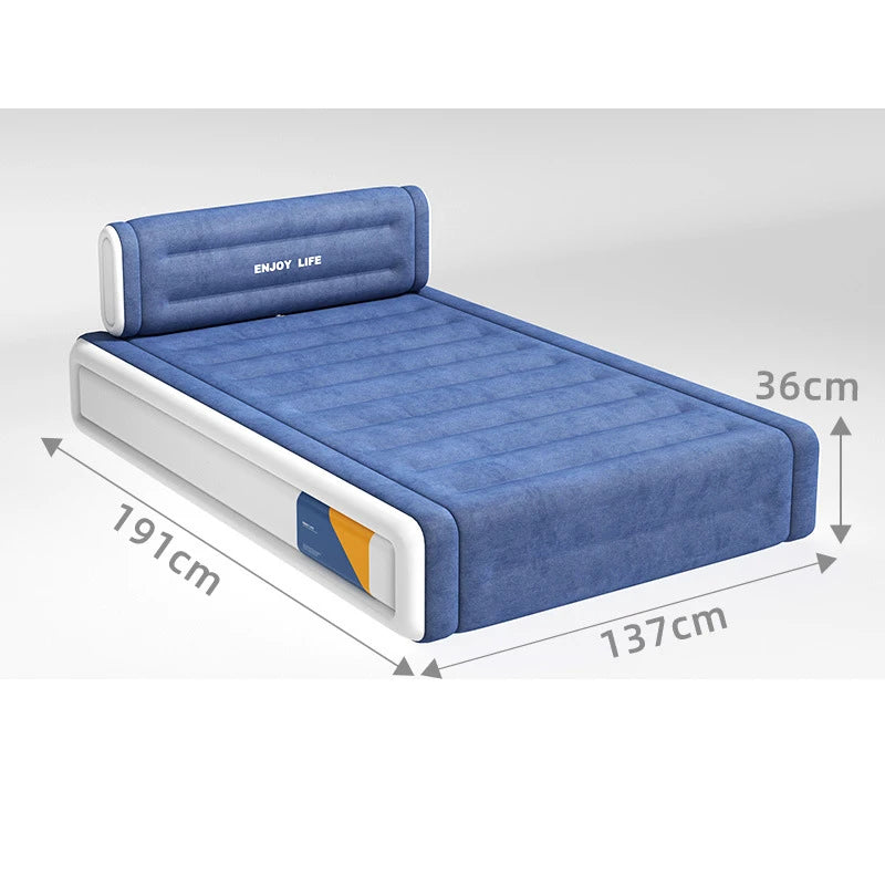Inflatable Mattress With Plush For Two People Coming Camping Flock Bed Built-In Inflator Pump Air Matress Inflatable Mattress
