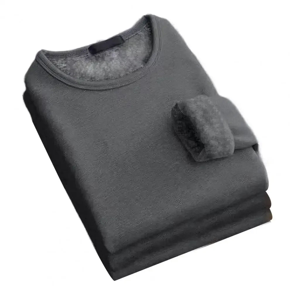 Winter Men Thickening Velvet Warm Tops Men's Long-sleeved Thermal Underwer Male Round Neck Fashion T-shirt