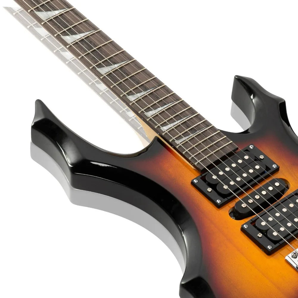 Flame Shaped Guitar Starter Kit 6 Strings, w/Guitar Bag 20W AMP Sunset